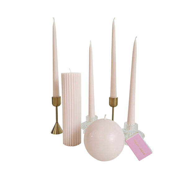 25cm Antique Pink Eco Taper Candles - pack of 4 - Sarah Urban