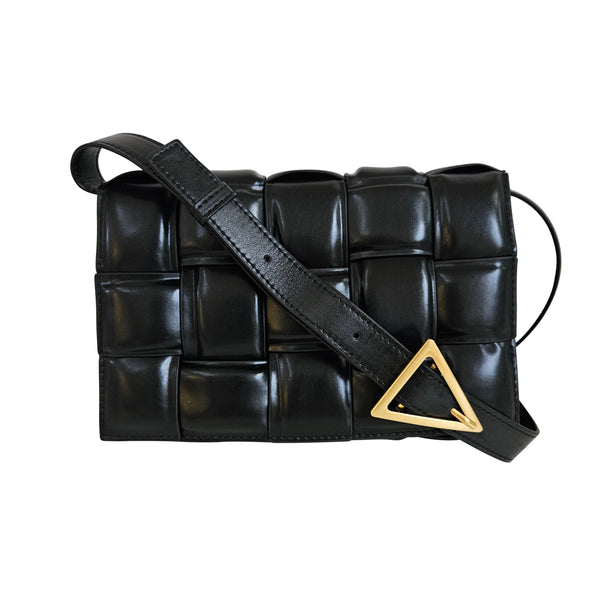 Black Leather Lattice Handbag - Sarah Urban
