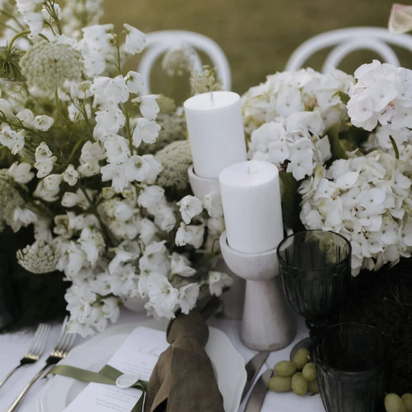 White Wooden Pillar Holder - Sarah Urban