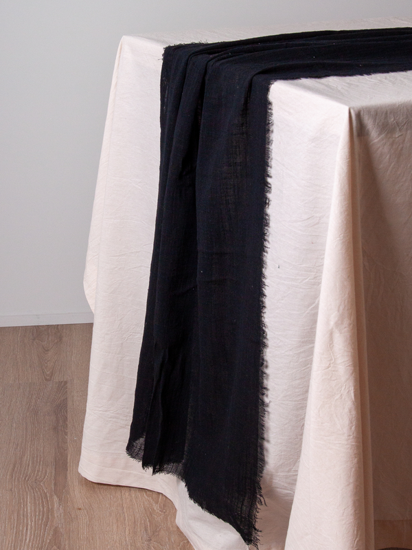 Black Frayed Edge Table Runner