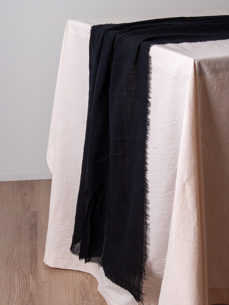 Black Frayed Edge Table Runner