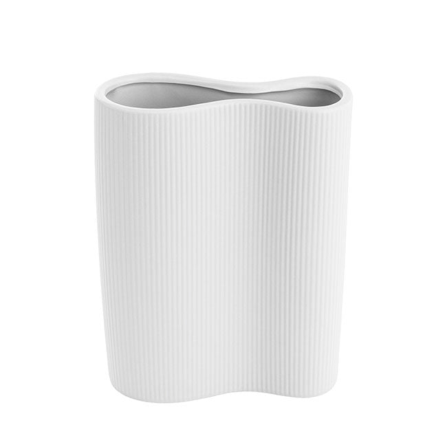 White Ceramic Ripple Vase