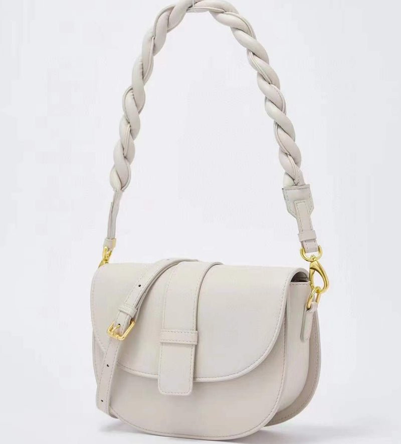 Cream Leather Cross Body Bag - Sarah Urban