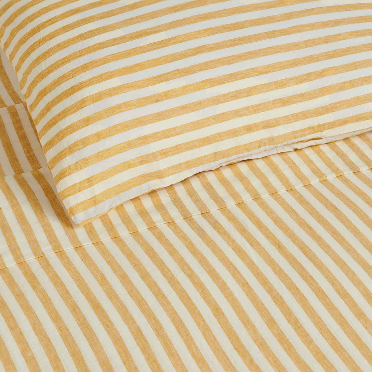 Yellow Stripe Linen Duvet Cover - Sarah Urban