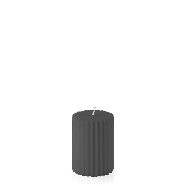 Black Fluted Pillar Candle - 7x10cm