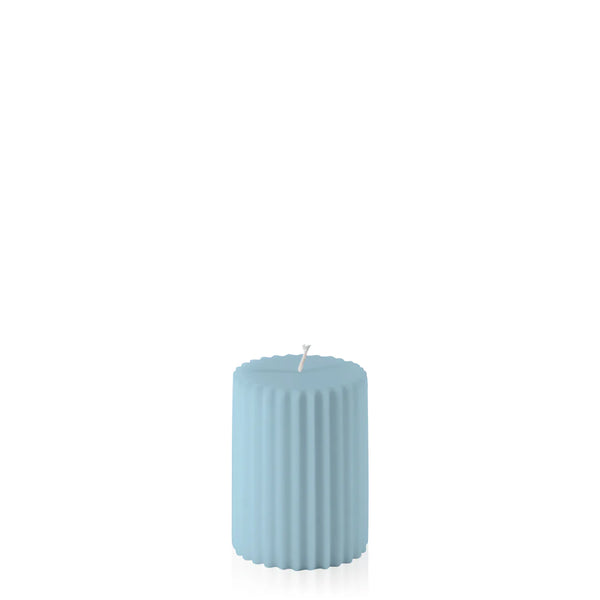 French Blue Fluted Pillar Candle - 7 x 10 cms - Sarah Urban