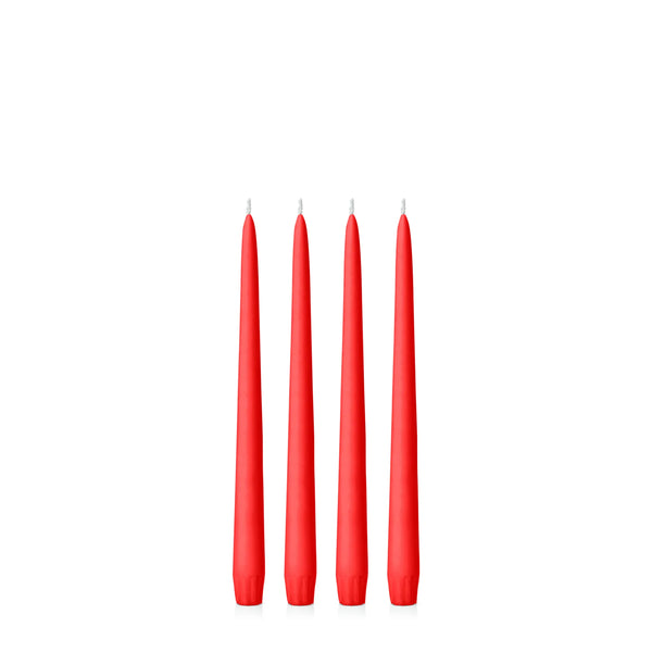 Scarlet Red Taper Candle - 25cm and 35cm - Pack of 4