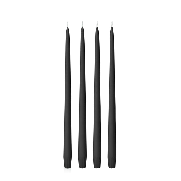 Black Taper Candles - 25cm and 35cm - Pack of 4