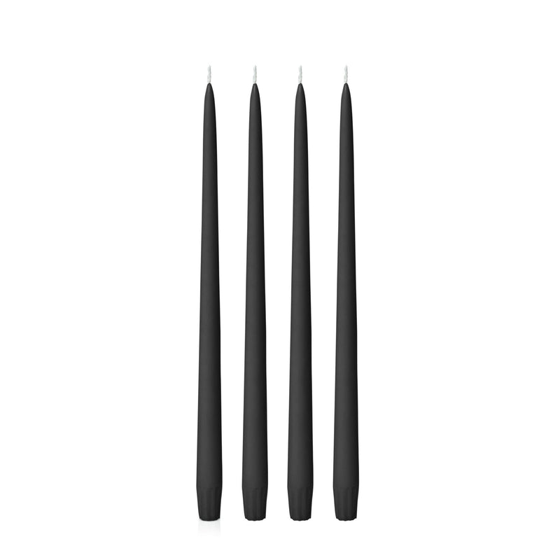Black Taper Candles - 25cm and 35cm - Pack of 4