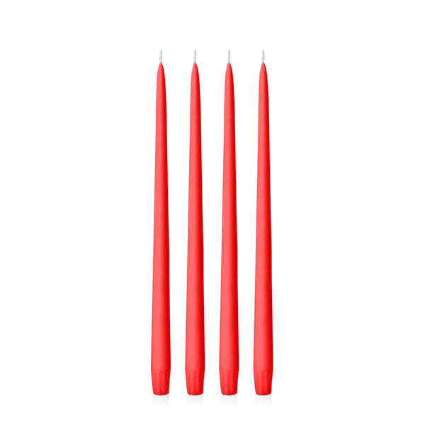 Scarlet Red Taper Candle - 25cm and 35cm - Pack of 4