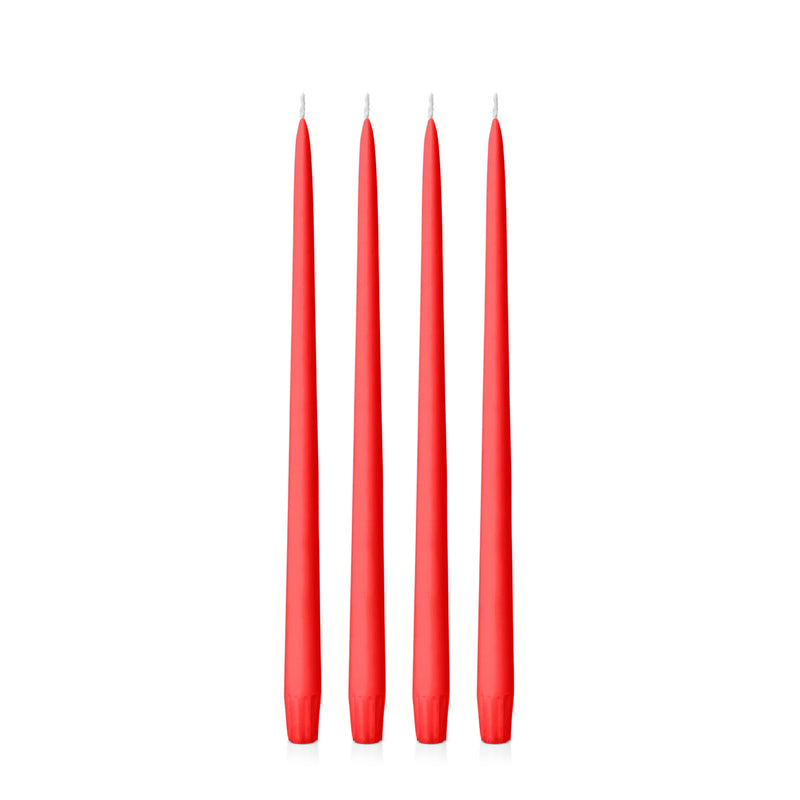 Scarlet Red Taper Candle - 25cm and 35cm - Pack of 4