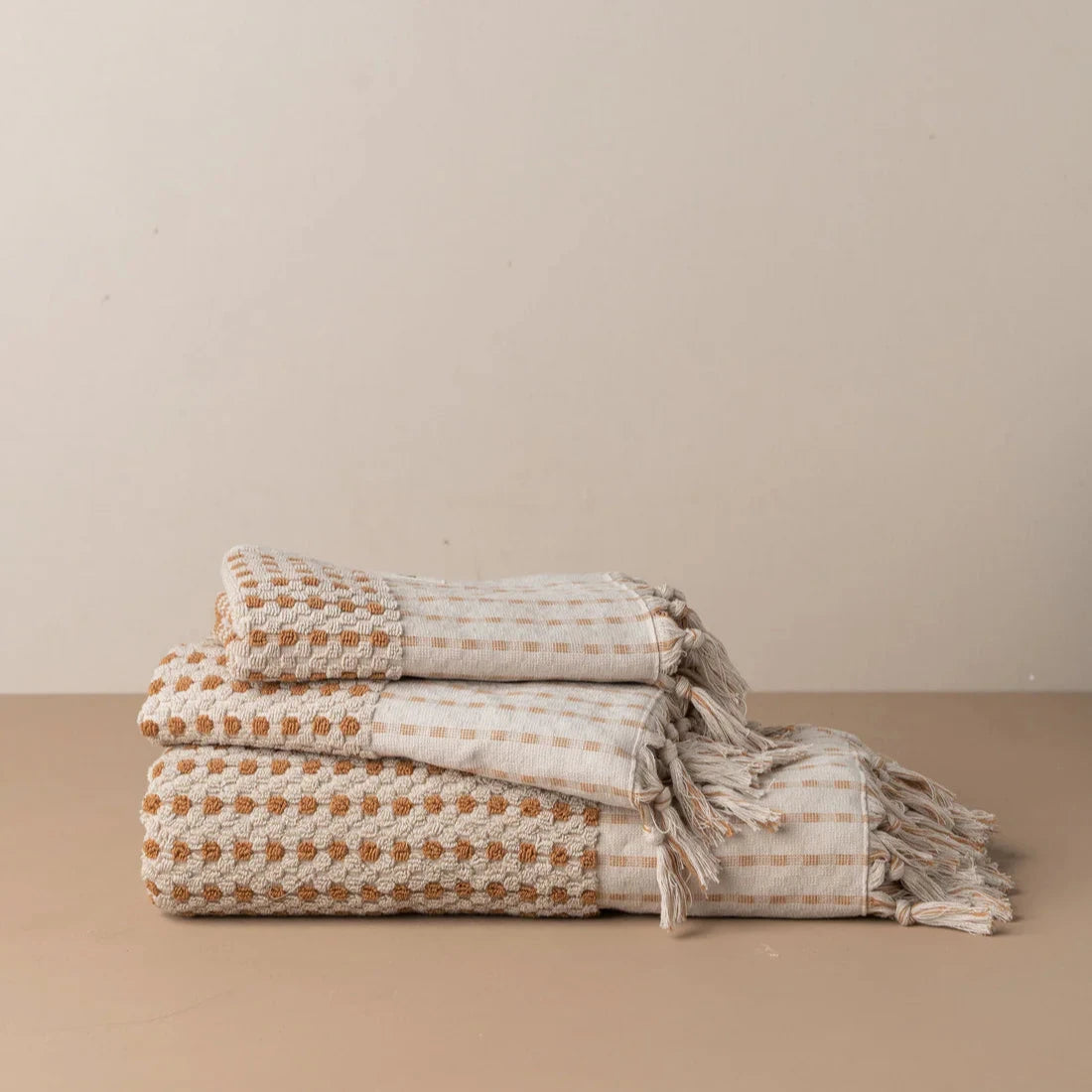 Chickpea Bath Sheet Collection | Stone/Terracotta - Sarah Urban