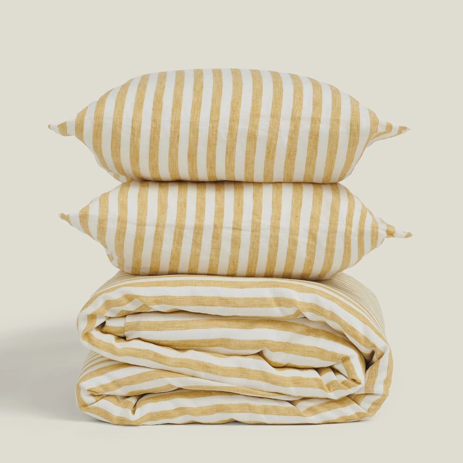 Yellow Stripe Linen Duvet Cover - Sarah Urban