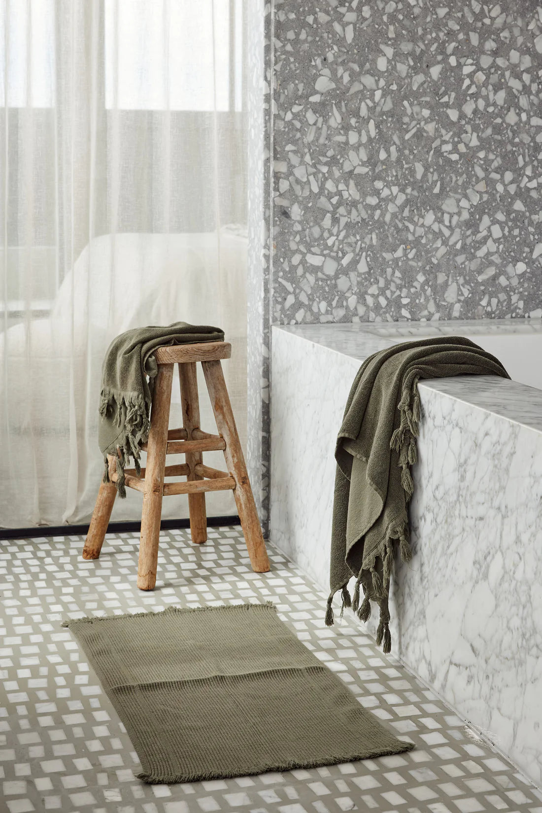 Vintage Wash Towel Collection - Olive - Sarah Urban