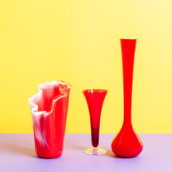 Red Fluted Vintage Vase Vingette - Sarah Urban