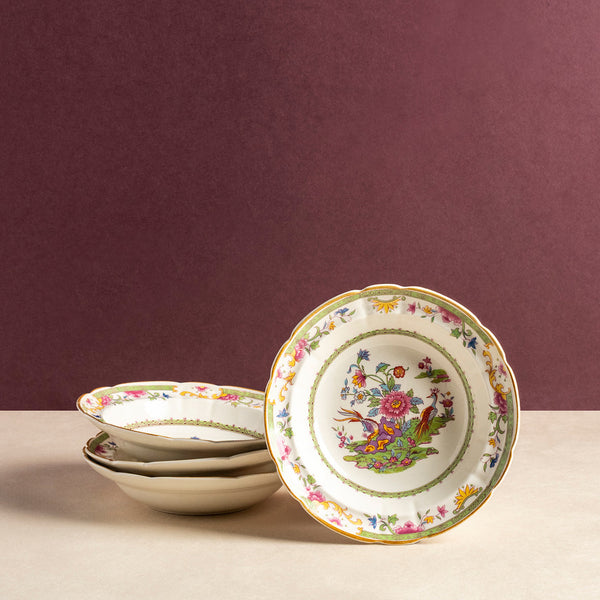 Vintage Set of 4 Ornate Floral Bowls