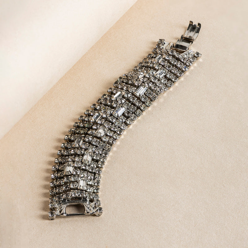 Vintage Wide Band Rhinestone Bracelet
