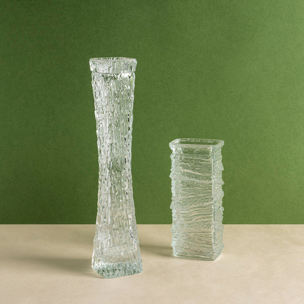 Mid-Century Textured Glass Vase Set