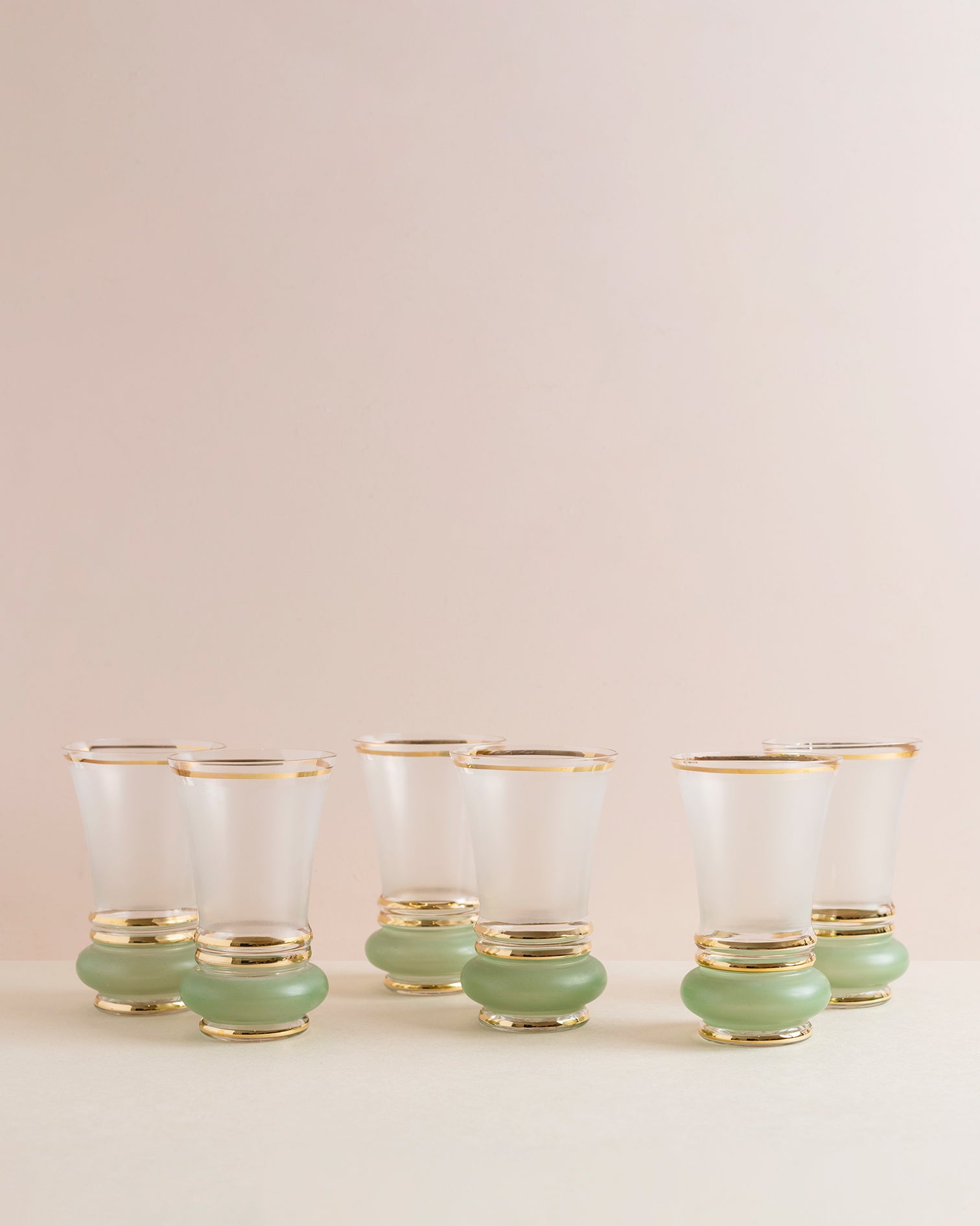 Frosted Glass & Jade Tumbler Set of 6
