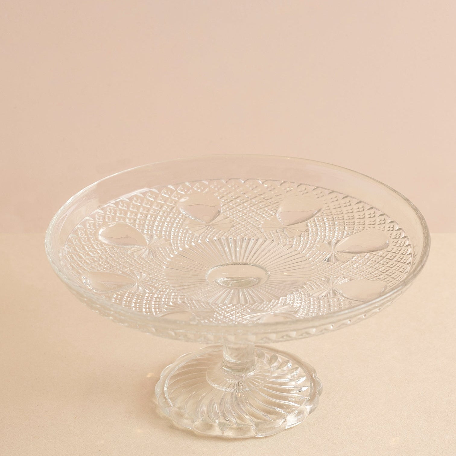 Pressed Glass Pedestal Cake Stand