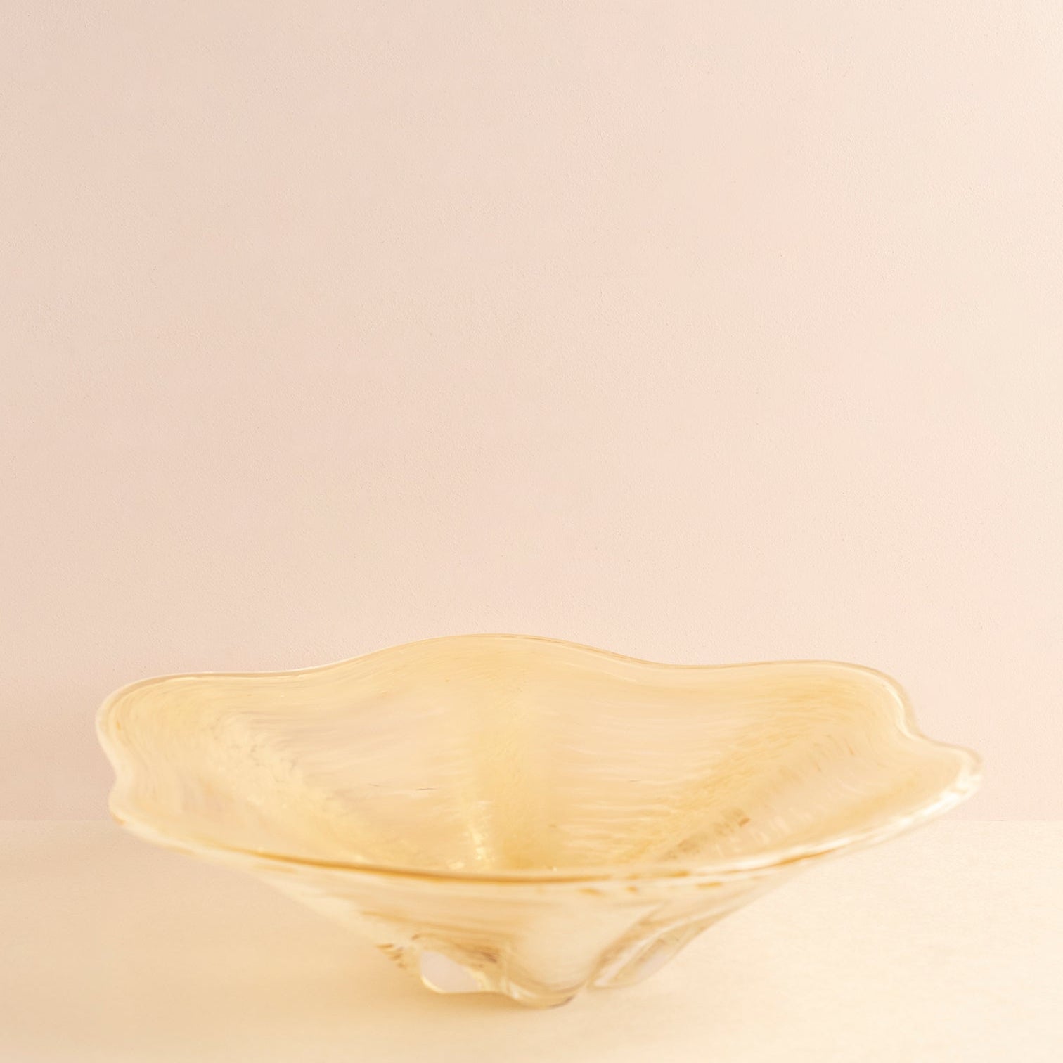Cream Yellow Art Glass Freeform Bowl