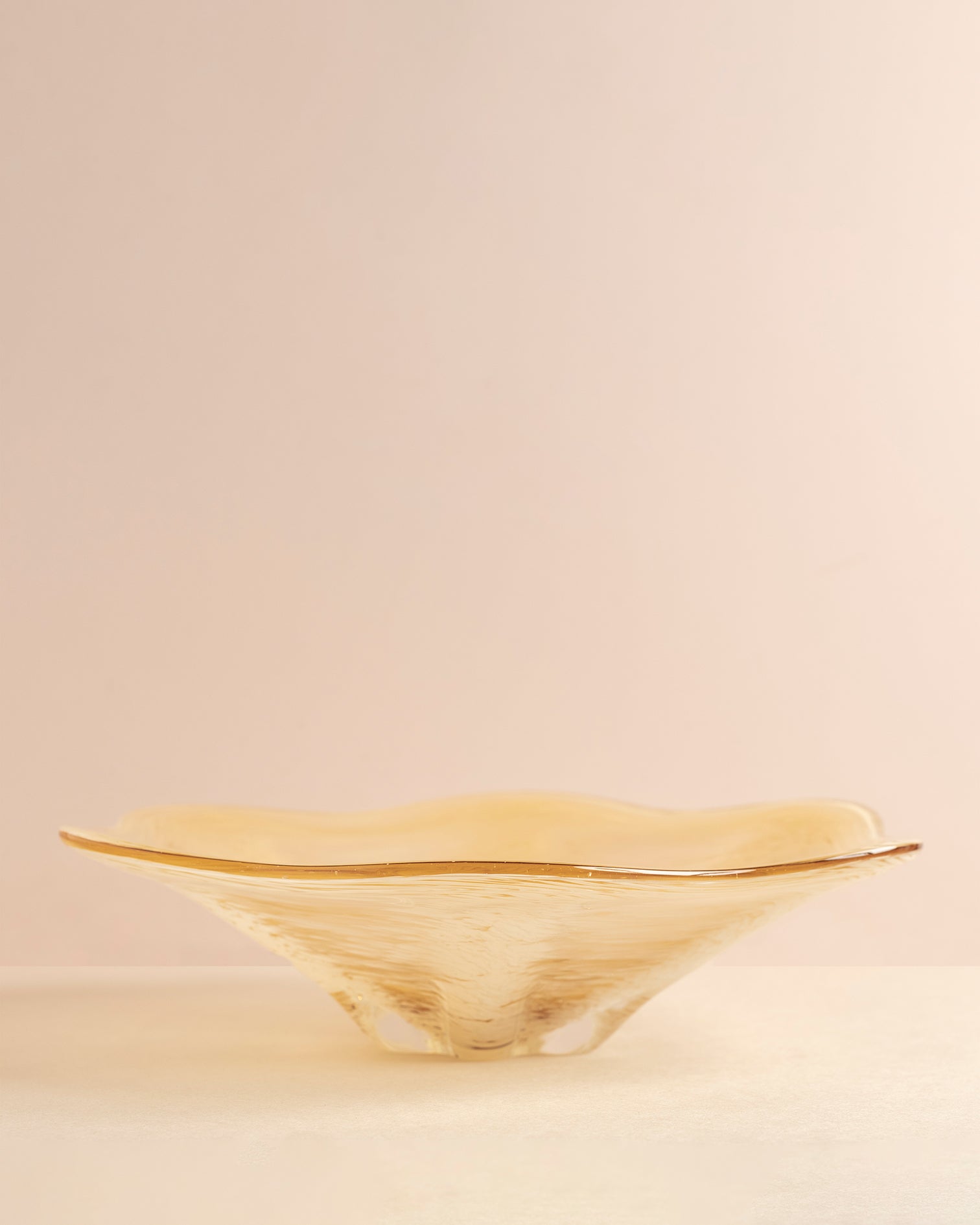 Cream Yellow Art Glass Freeform Bowl