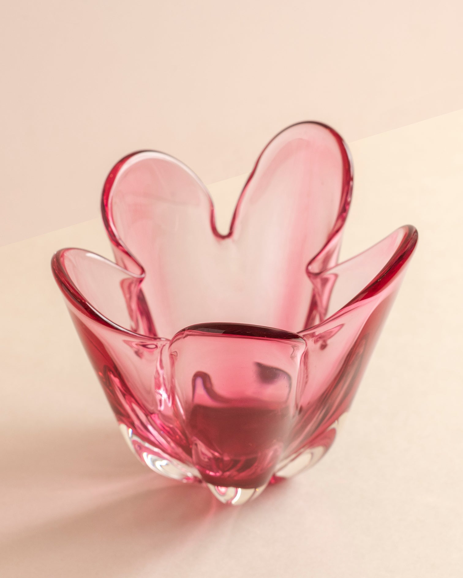 Pink Art Glass Petal Bowl
