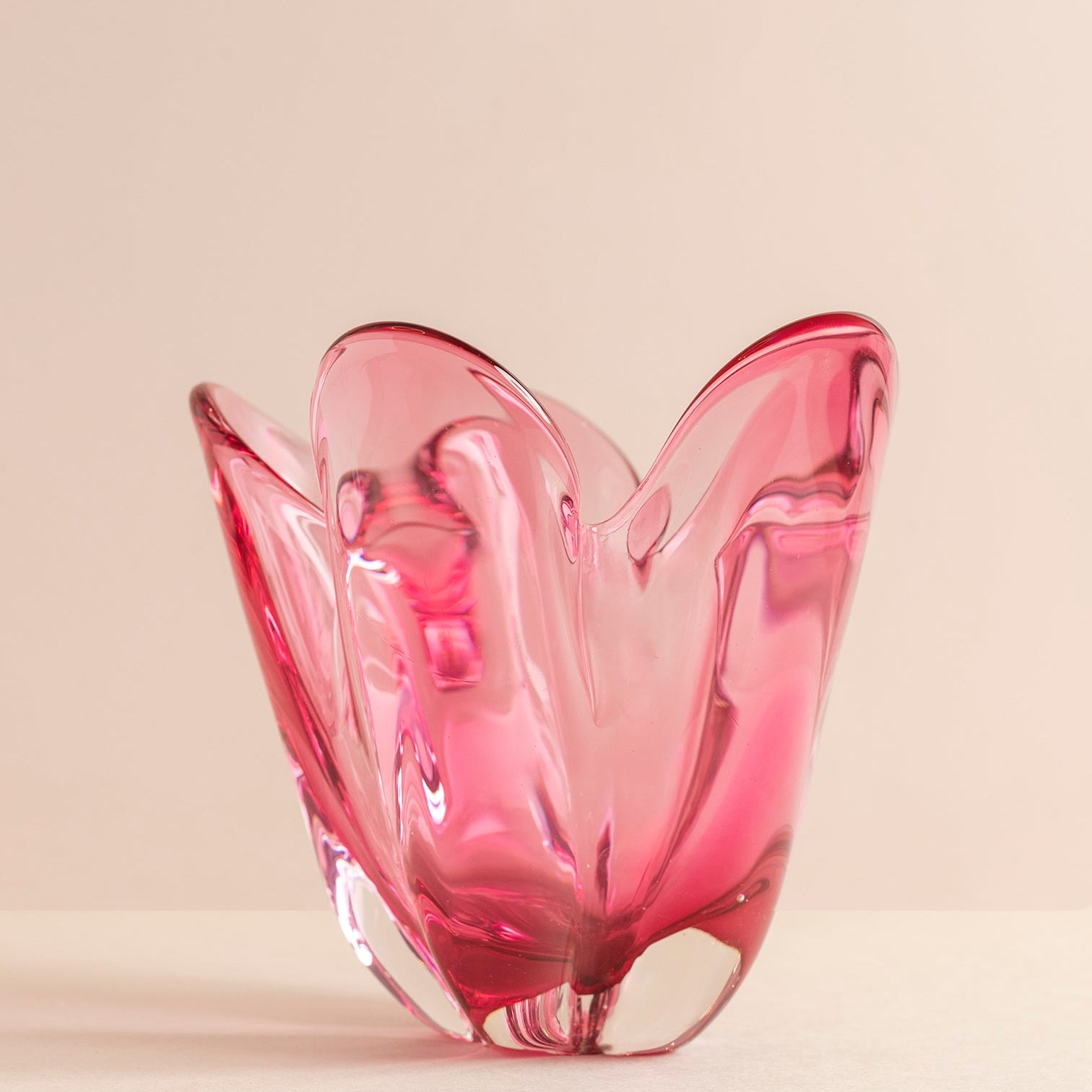 Pink Art Glass Petal Bowl