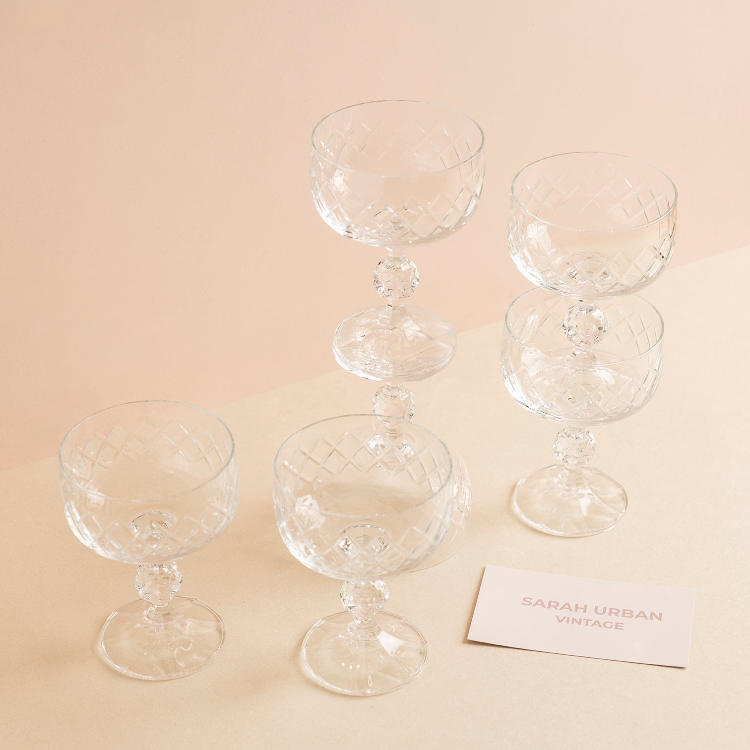 Crystal Diamond Coupe Glasses Set of 6
