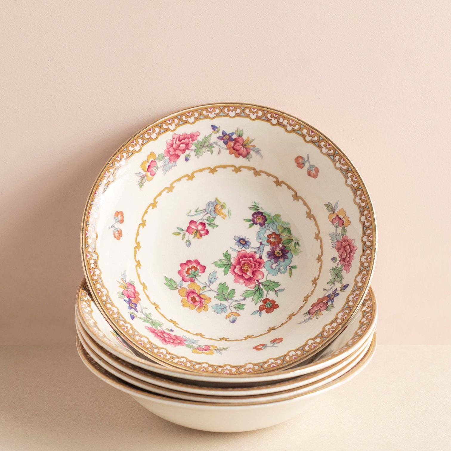 Vintage Floral Porcelain Bowls Set of 4