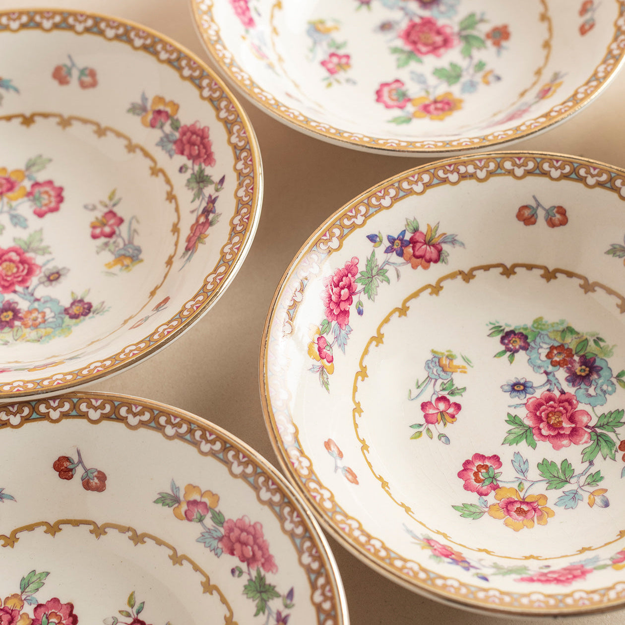 Vintage Floral Porcelain Bowls Set of 4