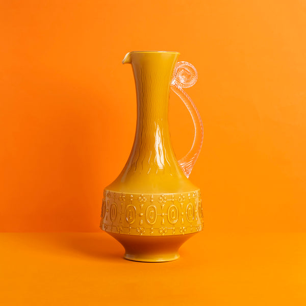 Vintage Yellow Art Glass Vase / Jug - Sarah Urban