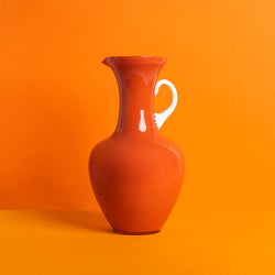 Vintage Art Glass orange and white vase / jug - Sarah Urban