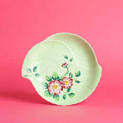 Vintage Green and Pink Floral Plate - Sarah Urban