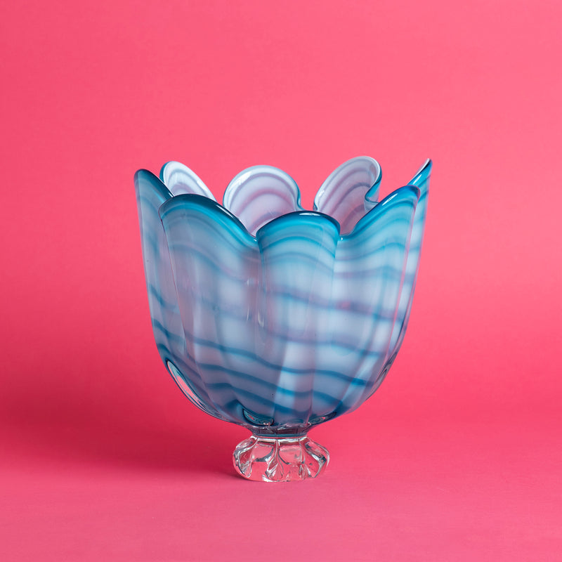 Blue and White Vintage Art Glass Vase - Sarah Urban