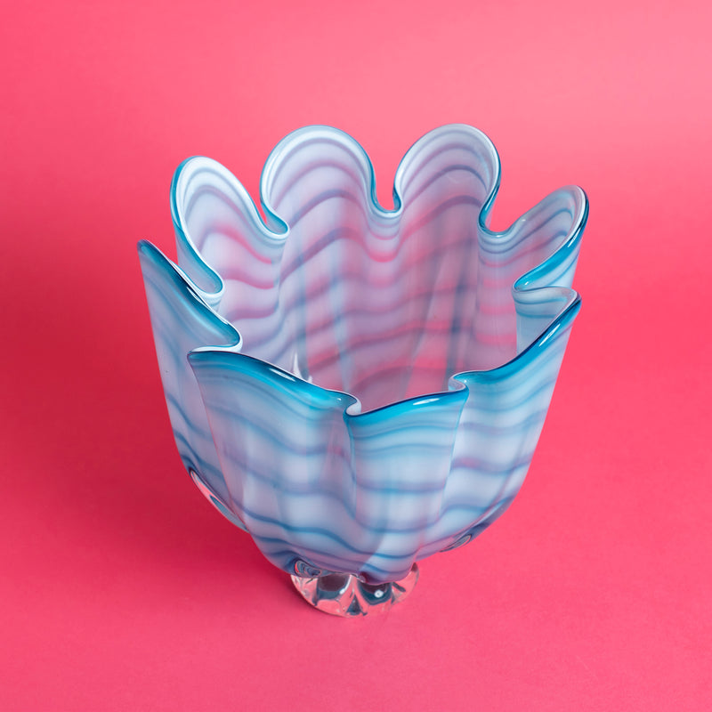 Blue and White Vintage Art Glass Vase - Sarah Urban