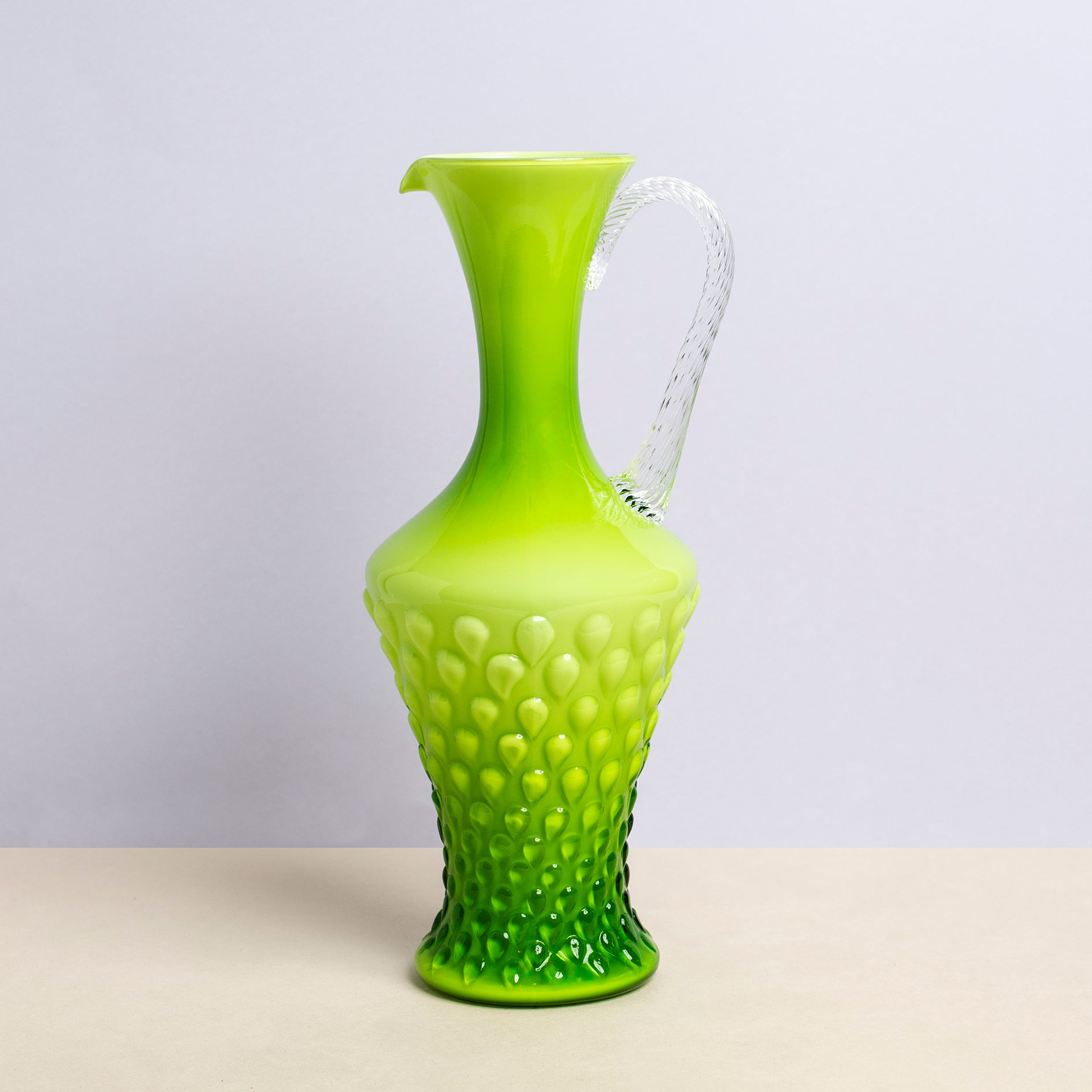 Mid Century Green Art Glass Vase / Jug - Sarah Urban