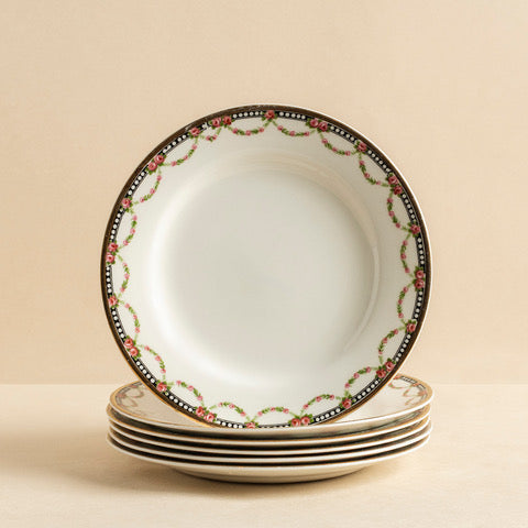 Pretty Vintage Floral Edged Dessert Bowls Set of 6