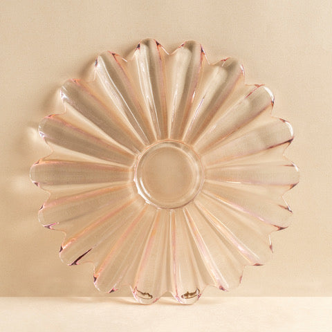 Pink Glass Flower Dish