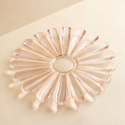 Pink Glass Flower Dish