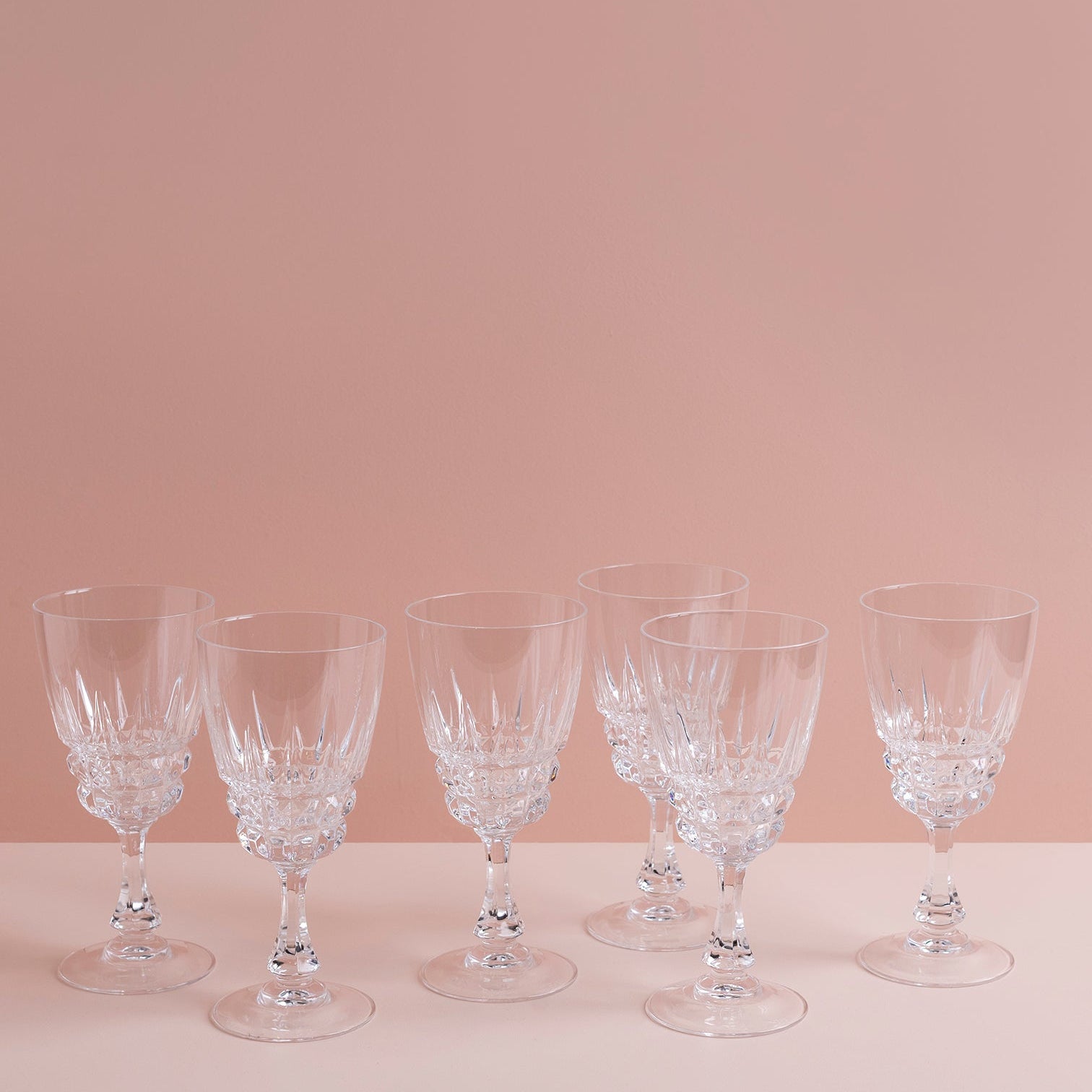 Set of 6 Vintage Crystal Wine Glasses