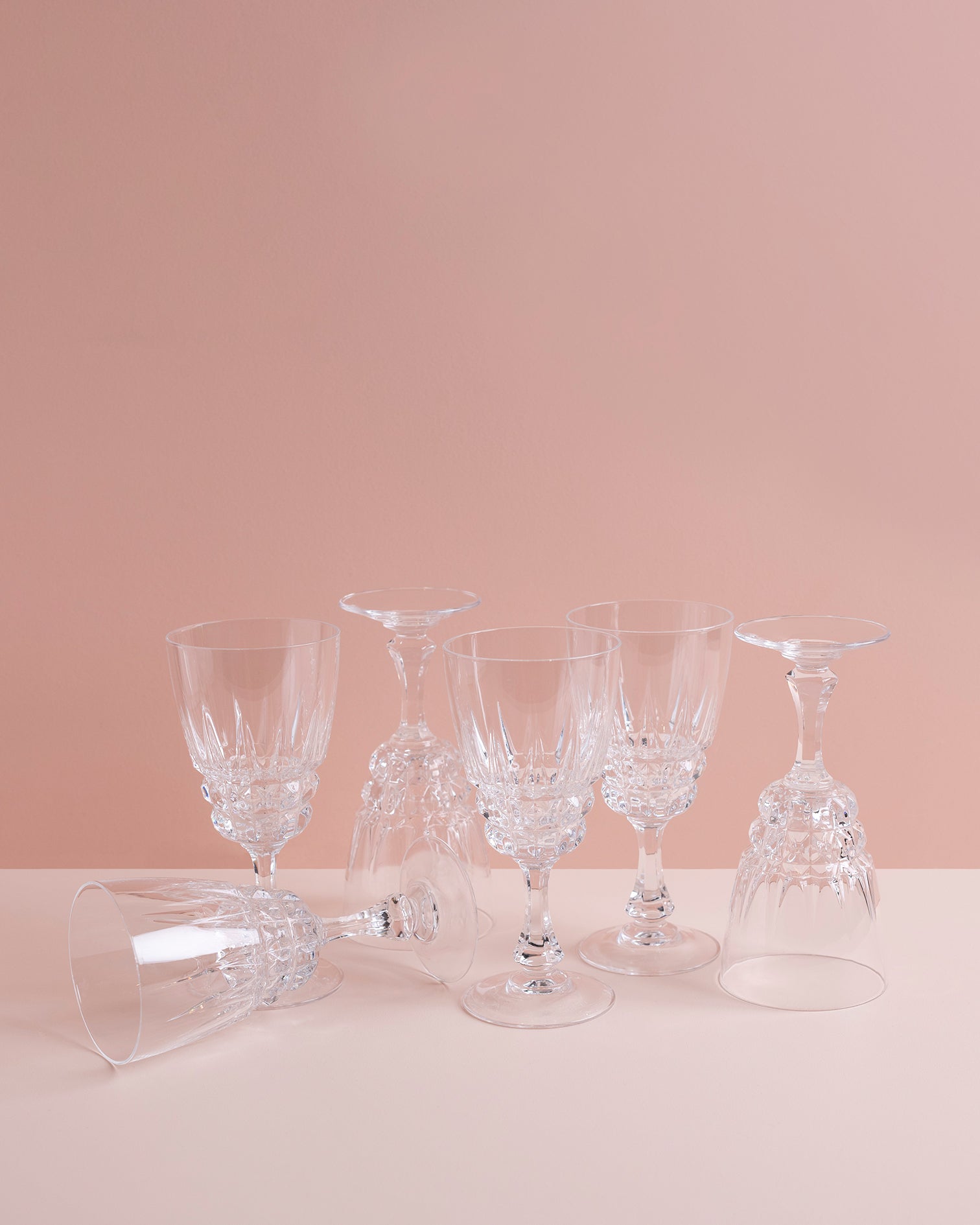 Set of 6 Vintage Crystal Wine Glasses