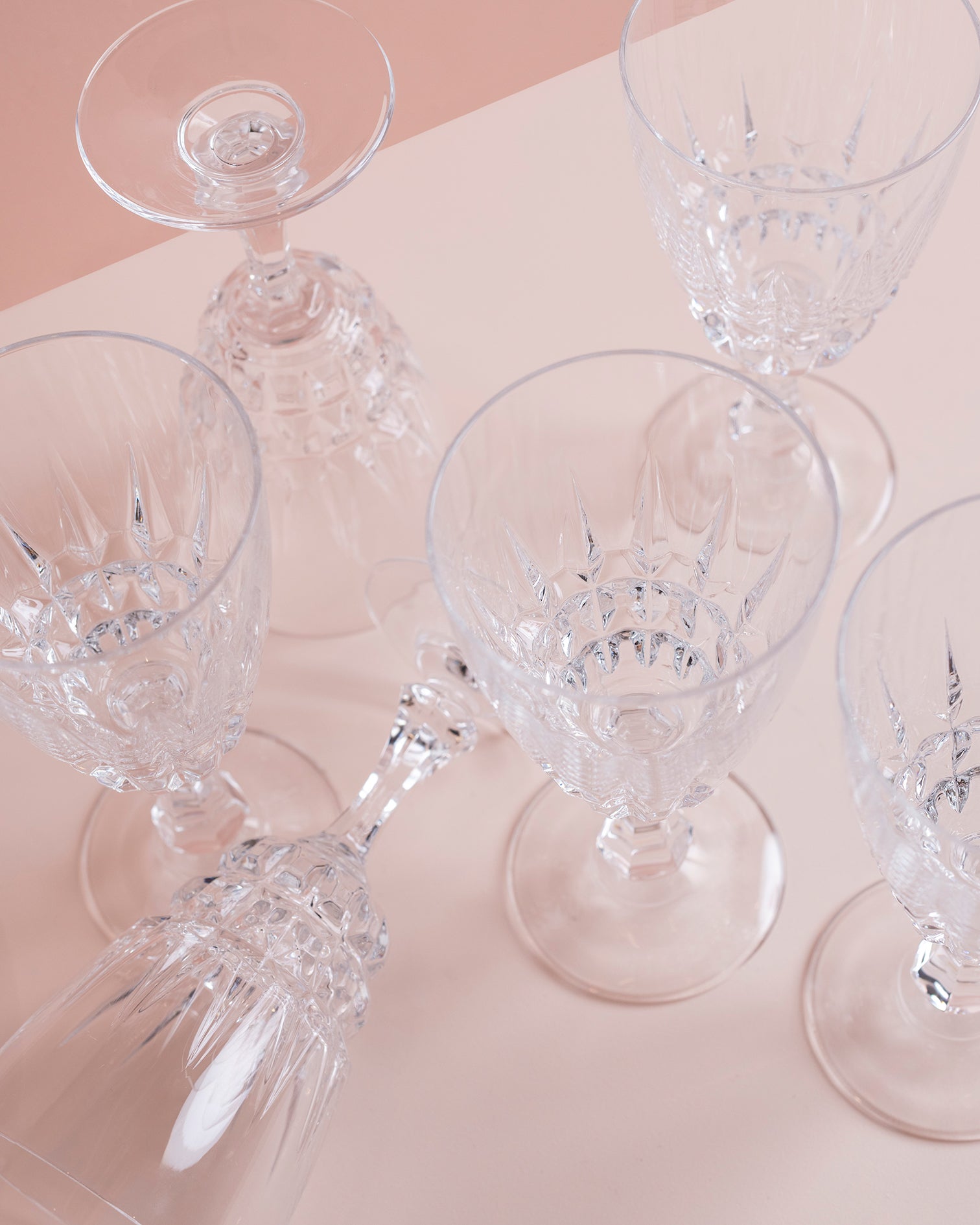 Set of 6 Vintage Crystal Wine Glasses