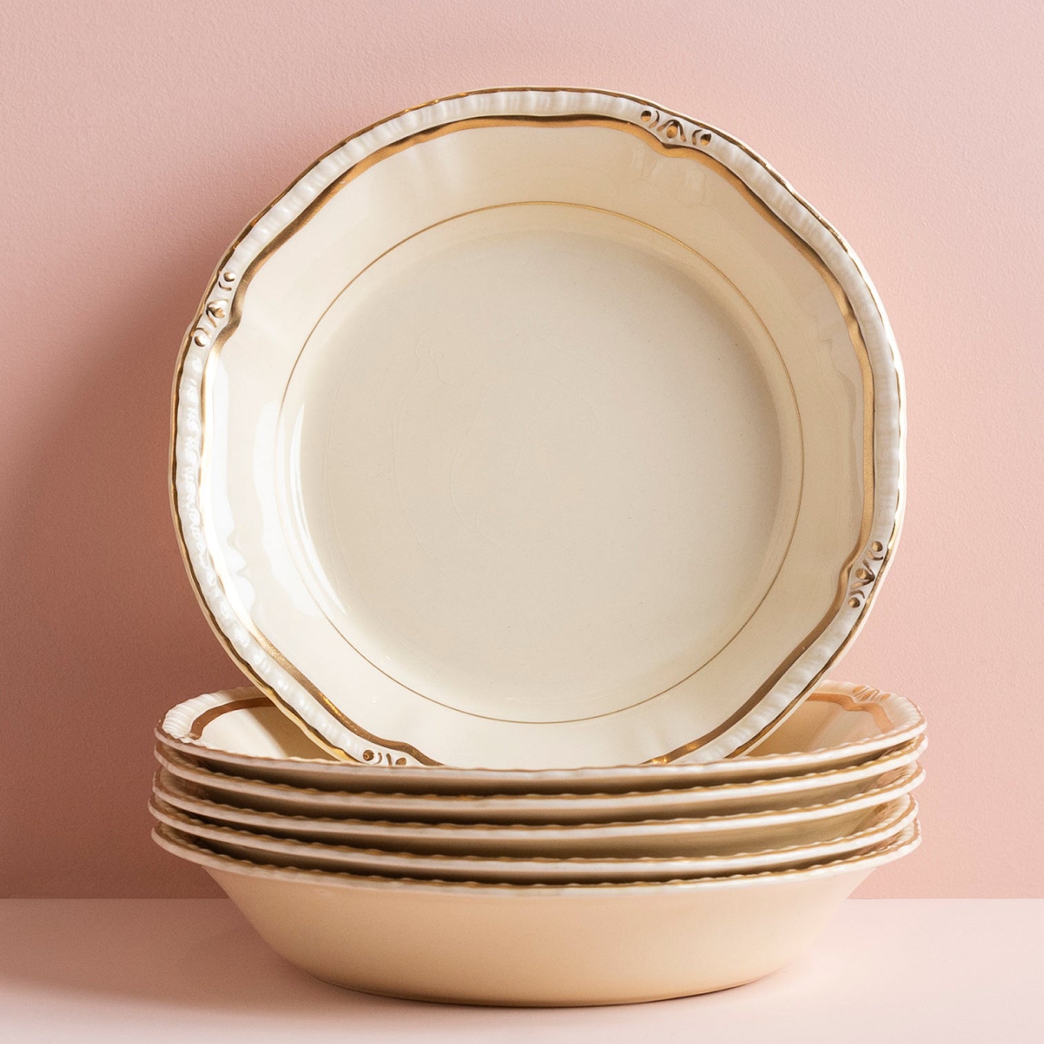 Vintage Bowls with Gold Edge - Set of 6