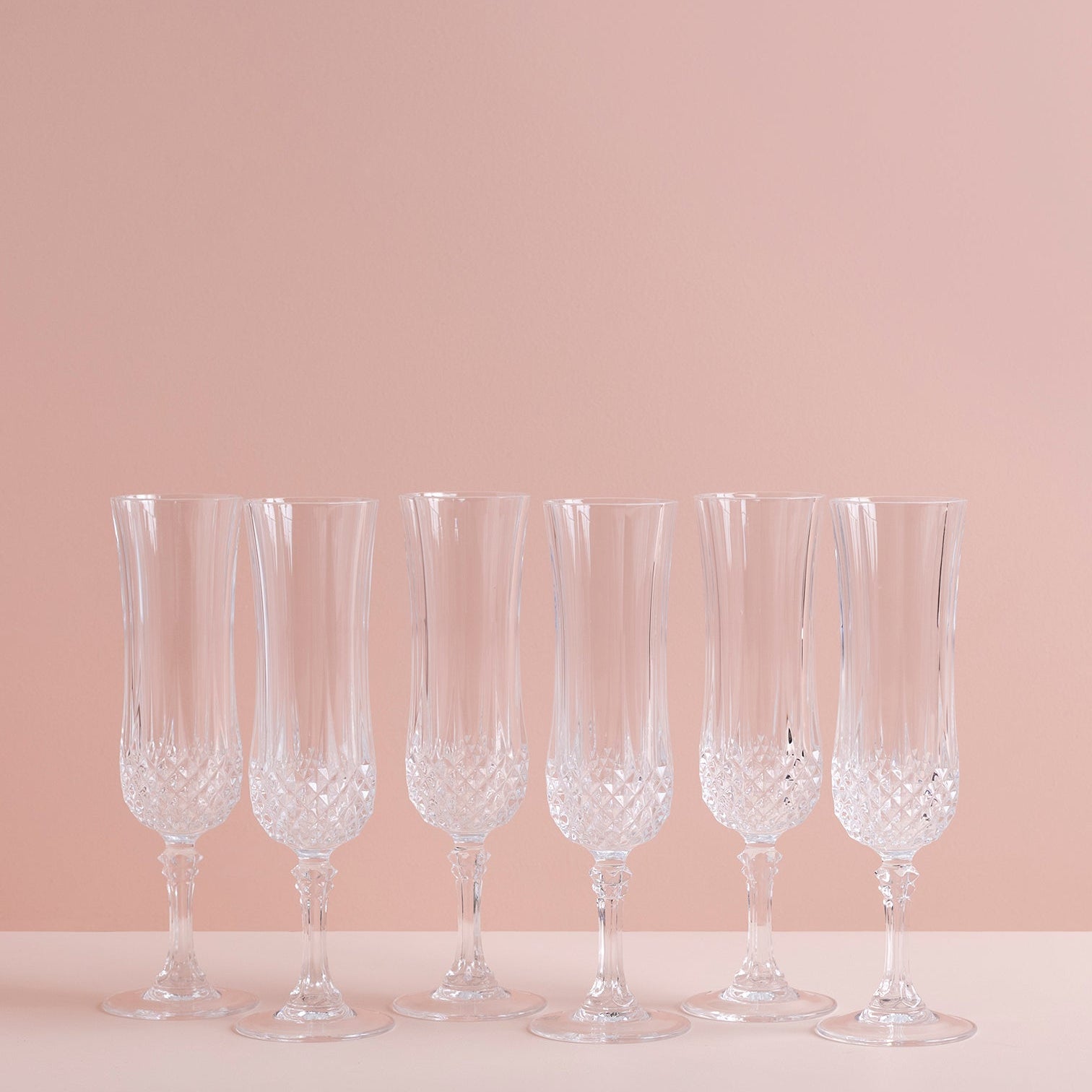 Vintage Crystal Champage Flutes - Set of 6