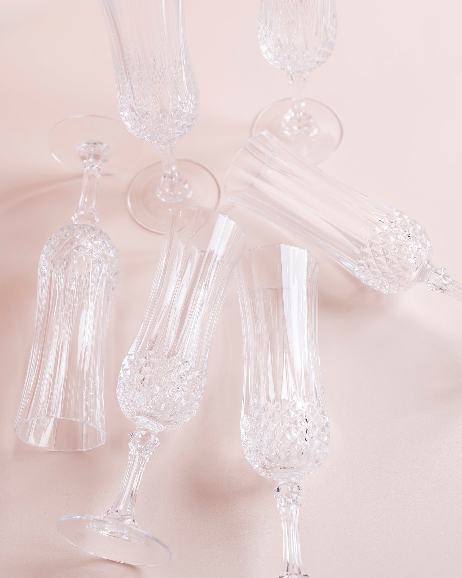 Vintage Crystal Champage Flutes - Set of 6