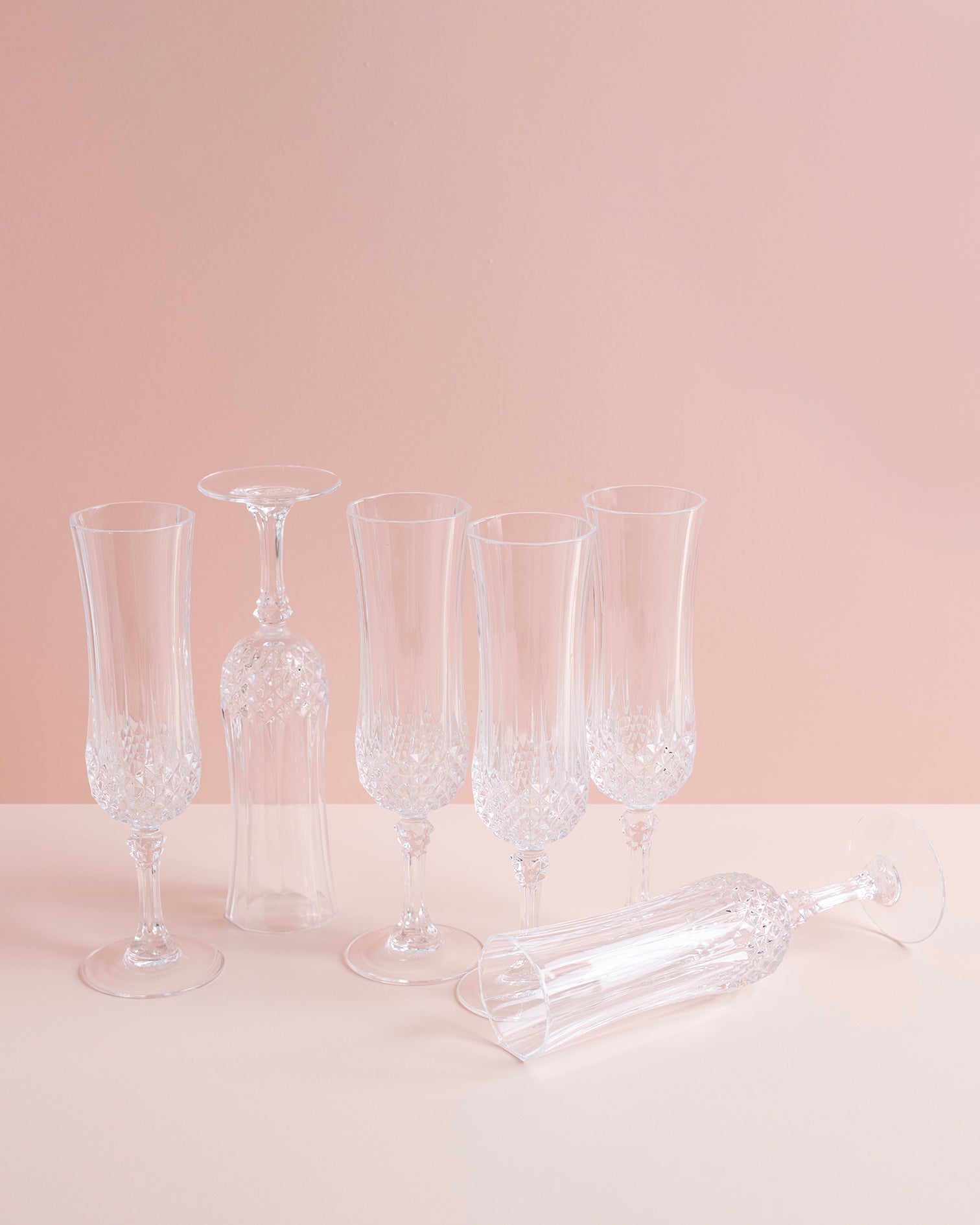 Vintage Crystal Champage Flutes - Set of 6