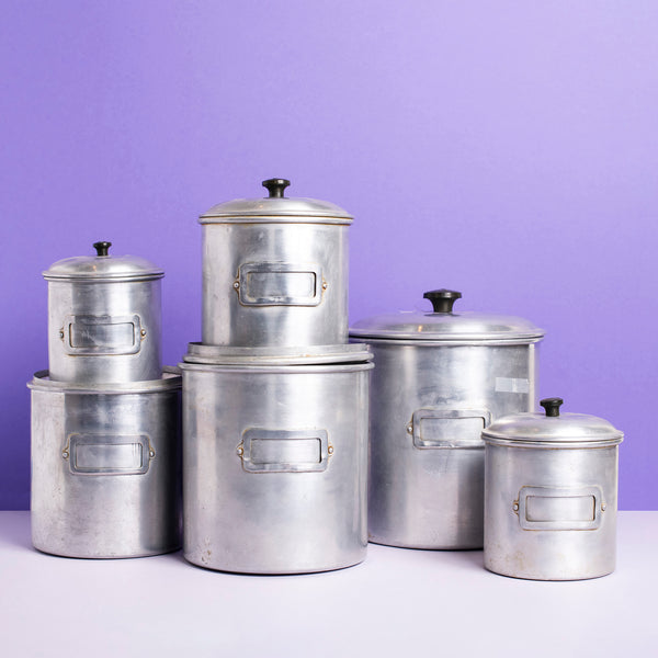 Set of Aluminium Vintage Canisters - Sarah Urban
