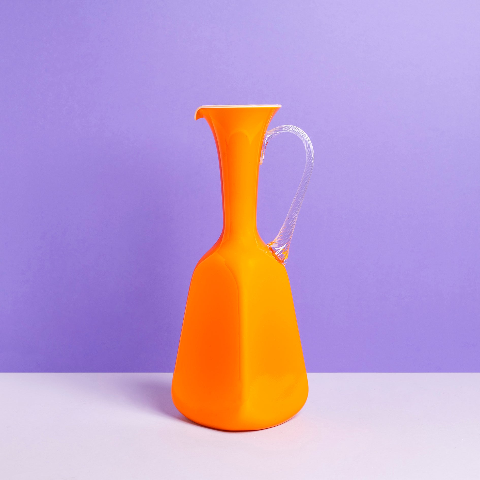 Vintage Art Glass Bright Orange Vase / Jug - Sarah Urban