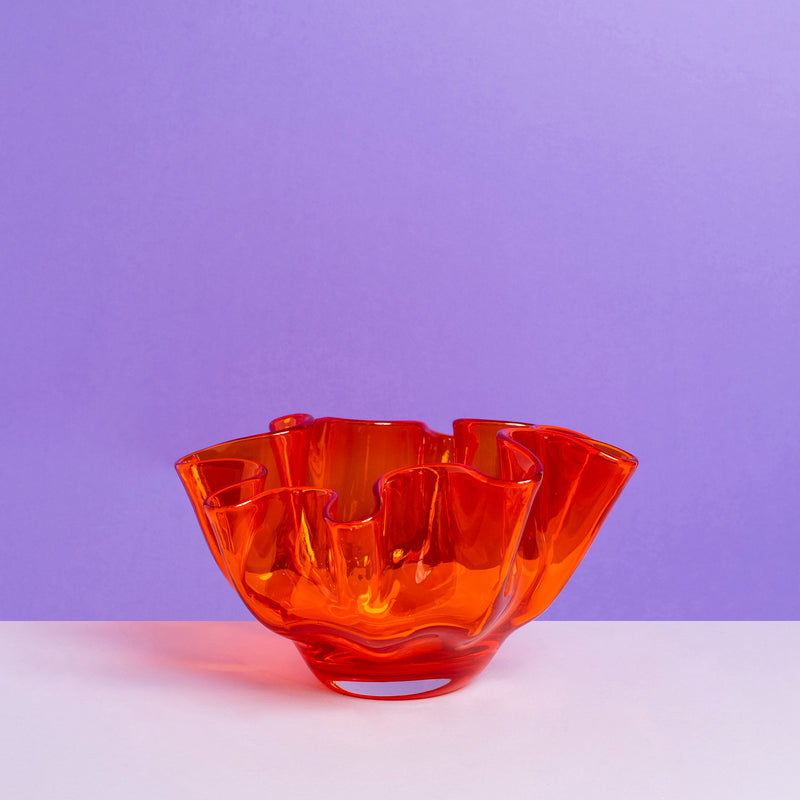 Ruffled Orange Vintage Art Glass Bowl - Sarah Urban